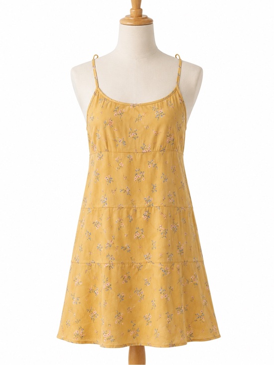 Pink Rose Dresses & Skirts - Pink Rose Yellow Floral Tiered Mini Dress Size Small Boho Cottagecore